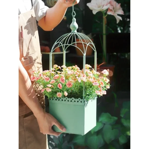 Panier suspendu extérieur en fer forgé – Jardin, balcon & cour