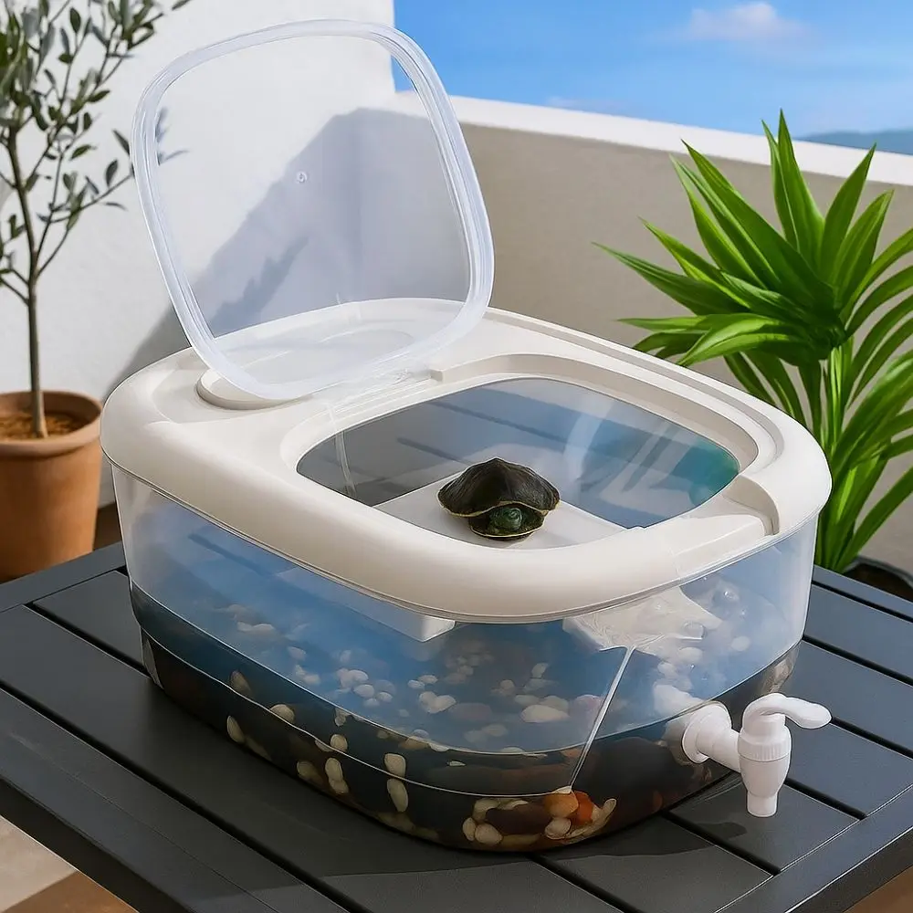 Aquarium tortue – Habitat écologique avec plateforme et vidange – Image 2