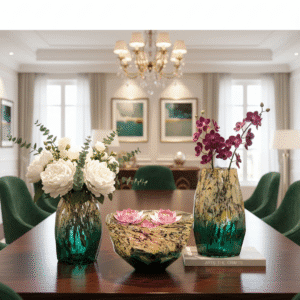 Vase en verre tacheté – Unique, irrégulier, plein de caractère