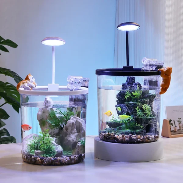 Petit aquarium rond avec circulation d’eau oxygénée – idéal pour combattant ou néon